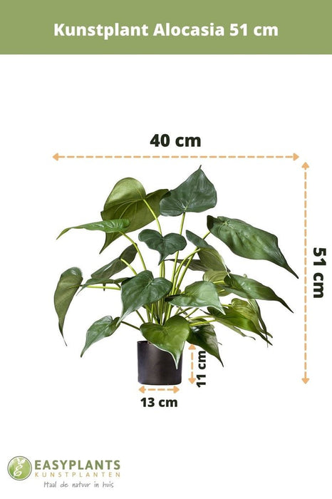 Alocasia - Kunstig Grøn Plante