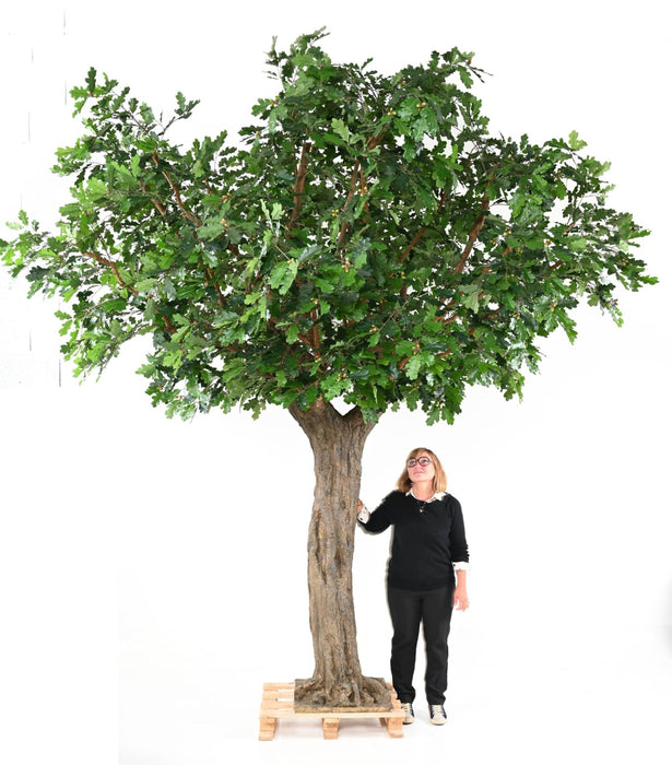 Kunstigt Egetræ 370 Cm Med Dekorativ Plade