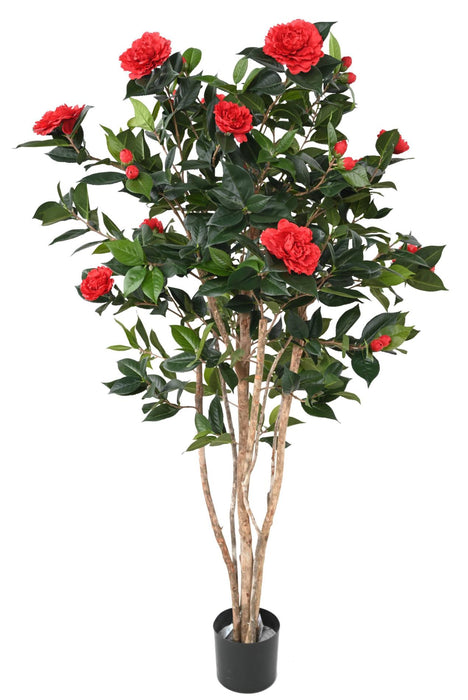 Kunstigt Camellia Træ Rød 160 Cm 12 Blomster
