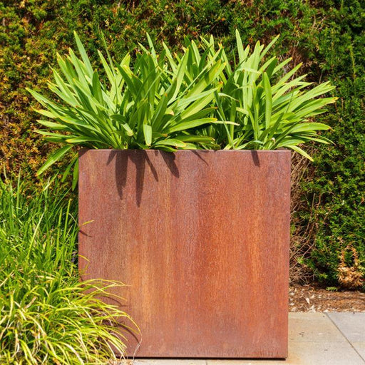 Corten Stål Firkantet Blomsterkasse Rusty Look 100Cm