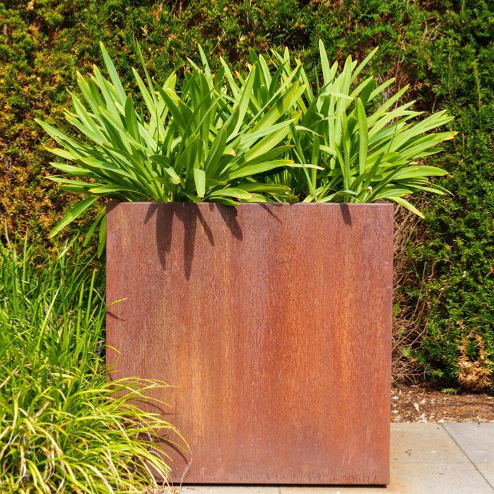Corten Stål Firkantet Blomsterkasse Rusty Look 100Cm