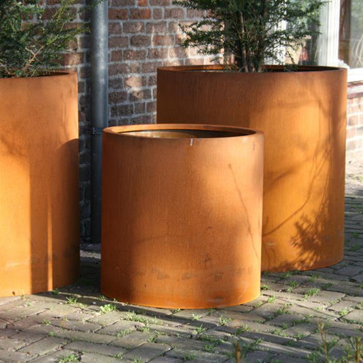 Cylindrisk Corten Stål Blomsterkasse 80Cm