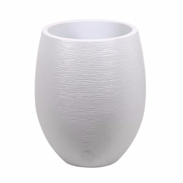 Blomsterkasse Pot Æg Grafit Ø50 Cm Kalket Hvid