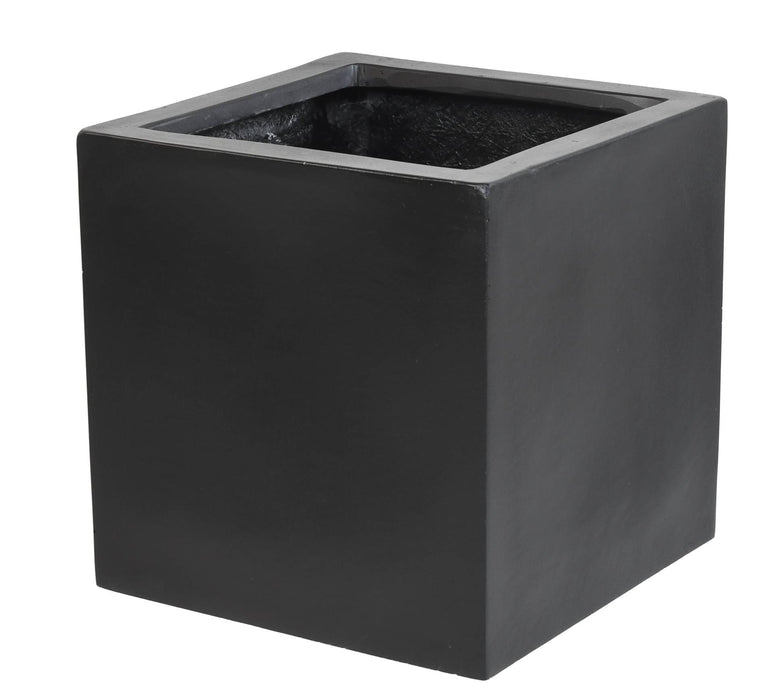 Sort Terningbakke H.60Cm I Fiberstone Til Planter