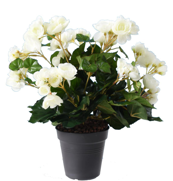 Kunstig Begonia På Stag 30 Cm Hvid