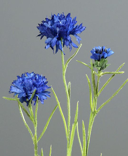 Kunstig Kornblomstbuket 3 Blomster H.64Cm