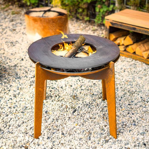 Corten Steel Brazier Med Ø60Cm Kogeplade