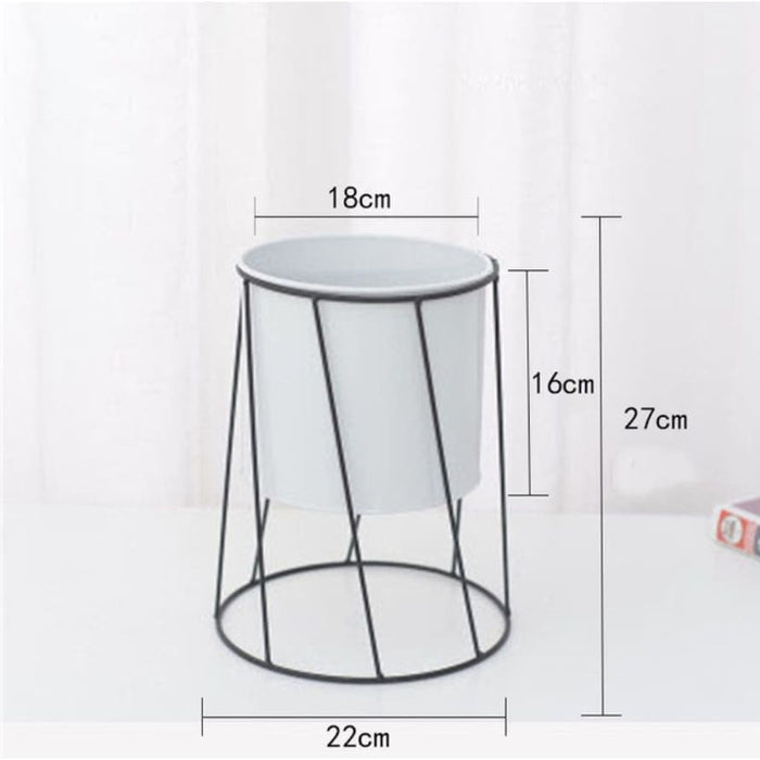 Hvid Geometrisk Keramisk Cache Planter
