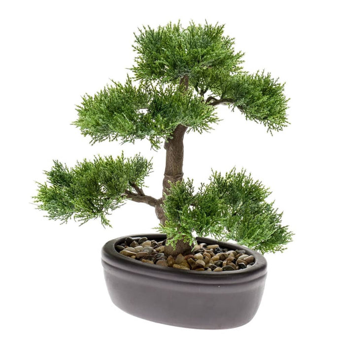 Smaragdgrøn Kunstig Cedertræ Bonsai 32 Cm