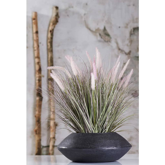 Smaragd Kunstig Pennisetum Græs 58 Cm I Zink Potte