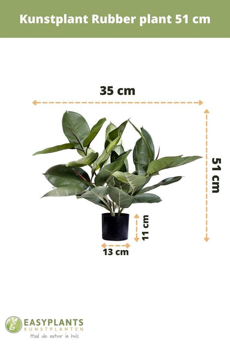 Ficus Elastica Rubber - Kunstig Grøn Plante