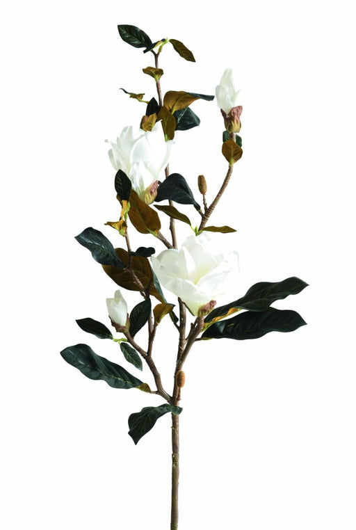 Kunstig Blomst Magnolia 100Cm Hvid 2 Blomster 2 Knopper