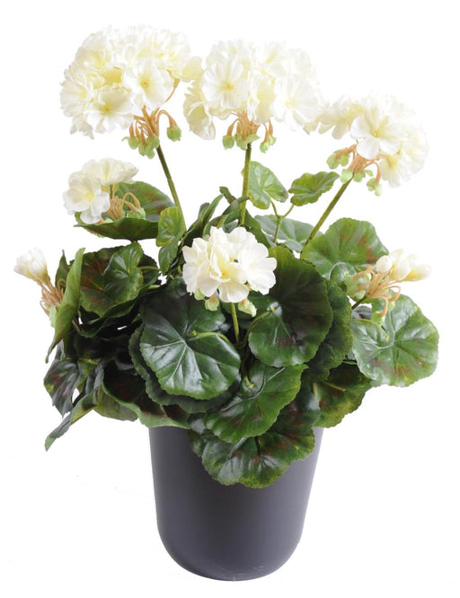 Hvid Kunstig Geranium 40 Cm Med 5 Hoveder