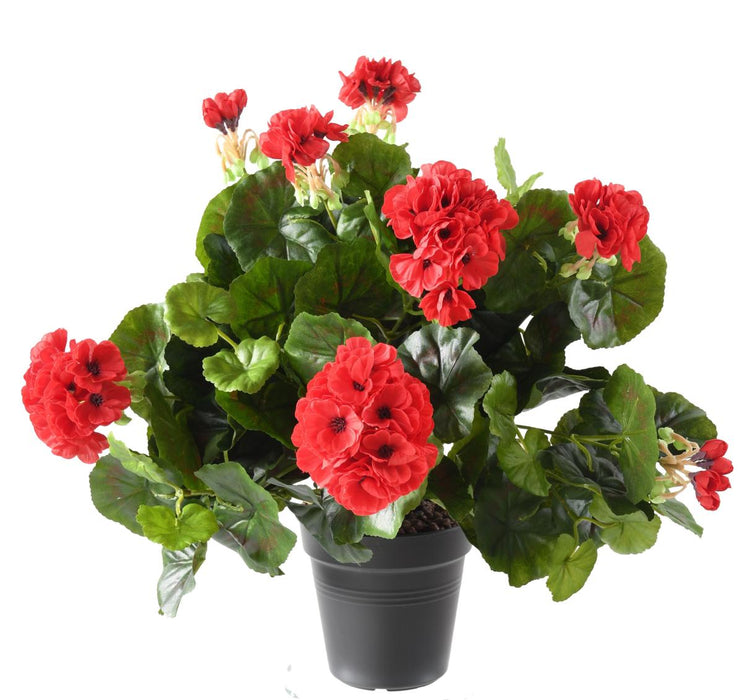 Kunstig Rød Geranium På Pæl 35 Cm