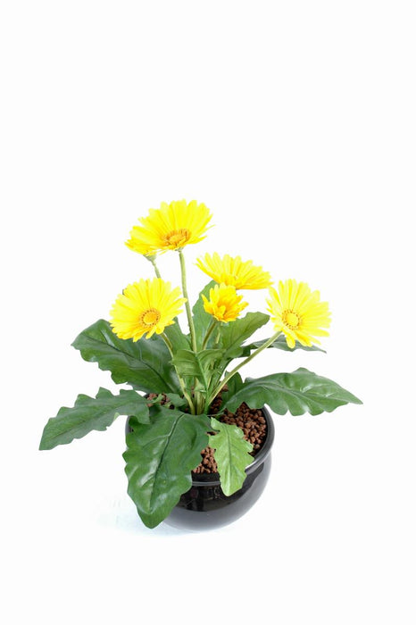 Gul Kunstig Gerbera 25 Cm Blomst På Bål