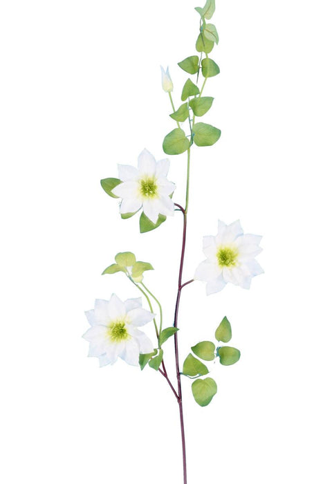 Kunstig Clematis-Guirlande 3 Hvide Blomster 107Cm