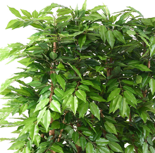 Tæt Kunstig Hæk I Tergal Med Træstamme