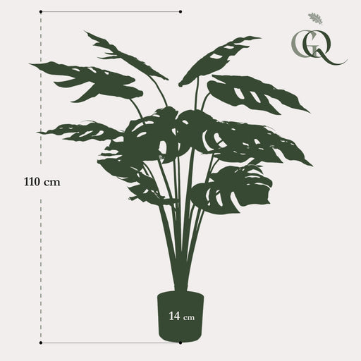 Monstera Deliciosa Kunstig Plante - H110Cm, Ø13Cm