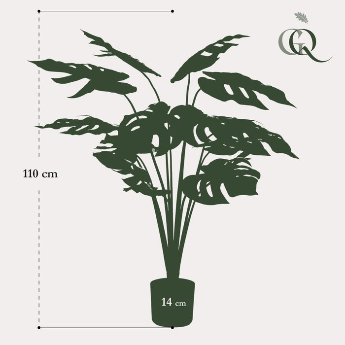 Monstera Deliciosa Kunstig Plante - H110Cm, Ø13Cm
