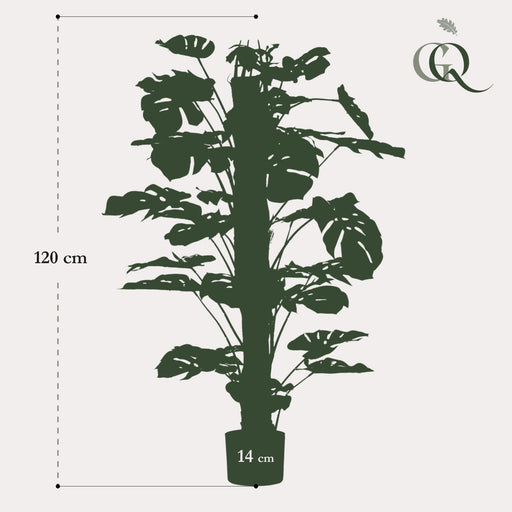 Monstera Deliciosa Kunstig Plante - H120Cm, Ø14Cm
