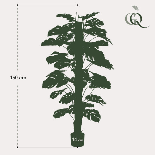 Monstera Deliciosa Kunstig Plante - H150Cm, Ø12Cm