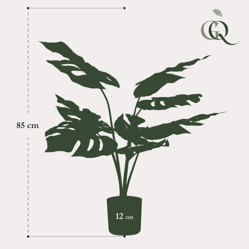 Monstera Deliciosa Kunstig Plante - H85Cm, Ø12Cm