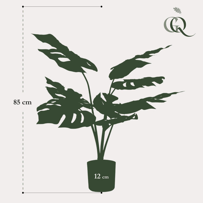 Monstera Deliciosa Kunstig Plante - H85Cm, Ø12Cm