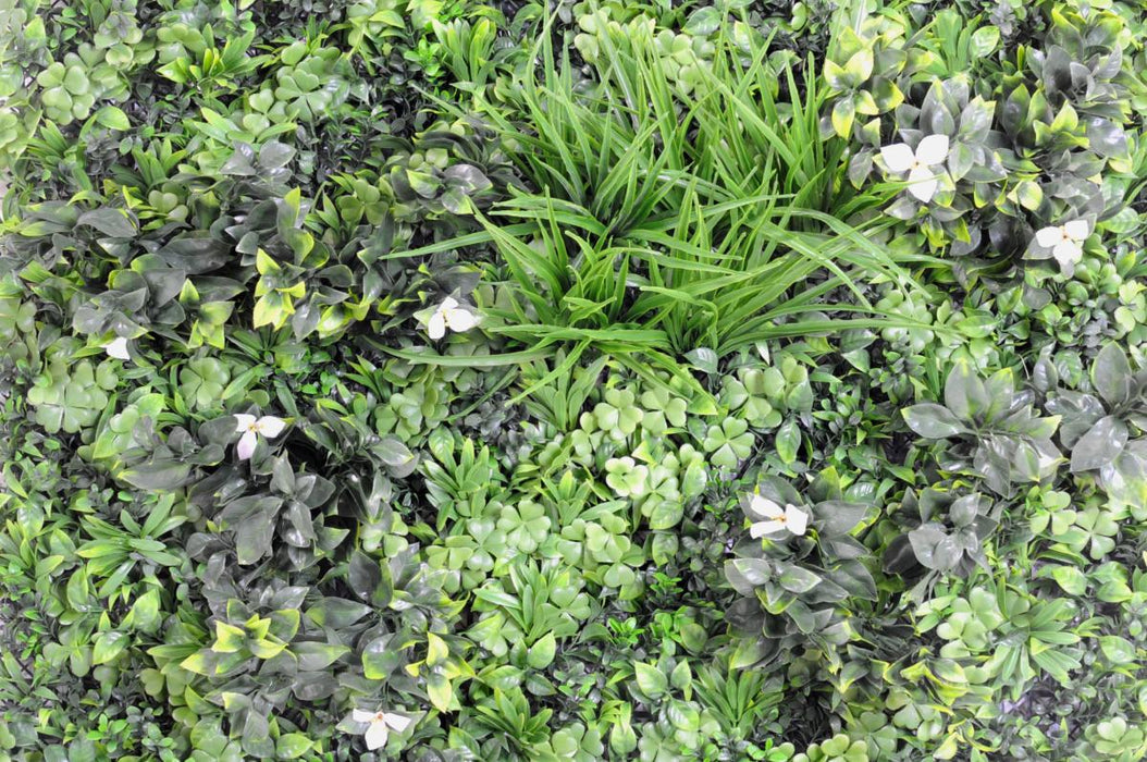 Kunstig Plantevæg Med Blomster 100X100Cm Grøn Hvid