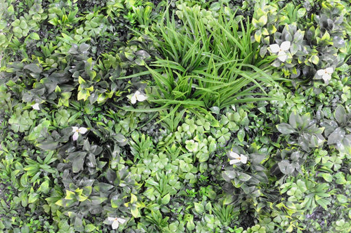 Kunstig Plantevæg Med Blomster 100X100Cm Grøn Hvid