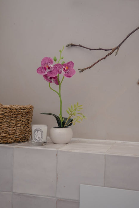 Kunstig Fuchsia Orkidé I Potte