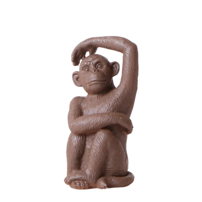 Ornament - Siddende Abefigur - Brun