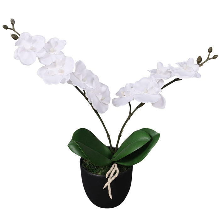 Kunstig Plante Med Orkidépotte 30 Cm Hvid