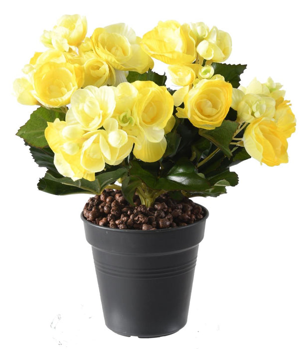 Kunstig Plante Gul Begonia På Pæl 20 Cm