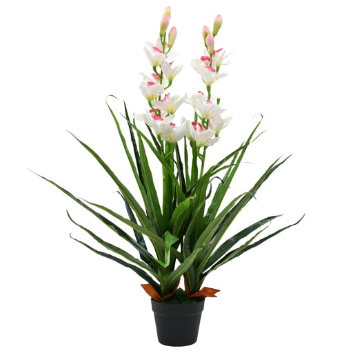 Kunstig Cymbidium Orkidé Plante Med Potte 100 Cm Grøn
