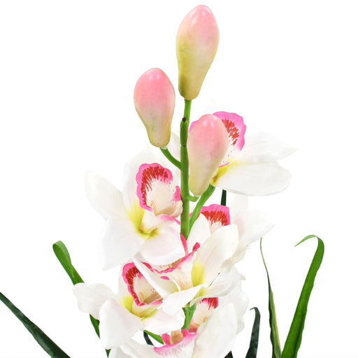 Kunstig Cymbidium Orkidé Plante Med Potte 100 Cm Grøn