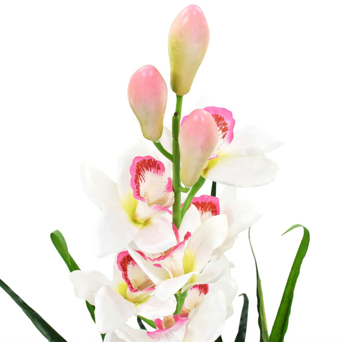 Kunstig Cymbidium Orkidé Plante Med Potte 100 Cm Grøn
