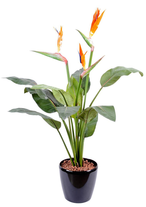 Kunstig Strelitzia Plante Med Orange Blomster 98Cm