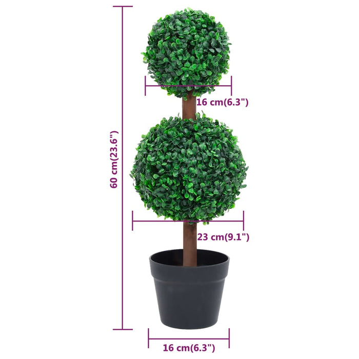 Kunstig Buksbom Plante Med Grøn Kugleform Potte 60 Cm