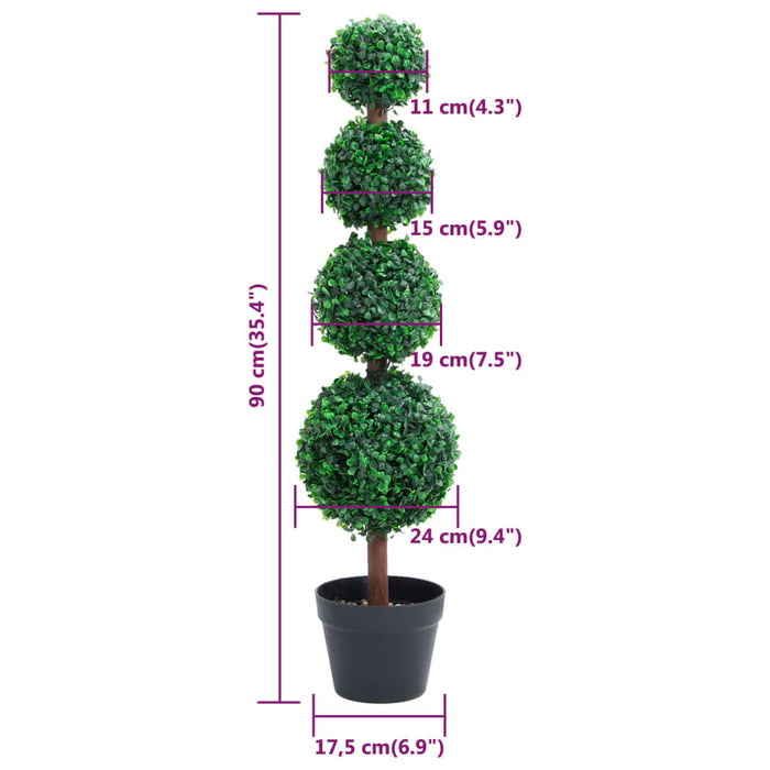Kunstig Buksbom Plante Med Grøn Kugleform Potte 90 Cm