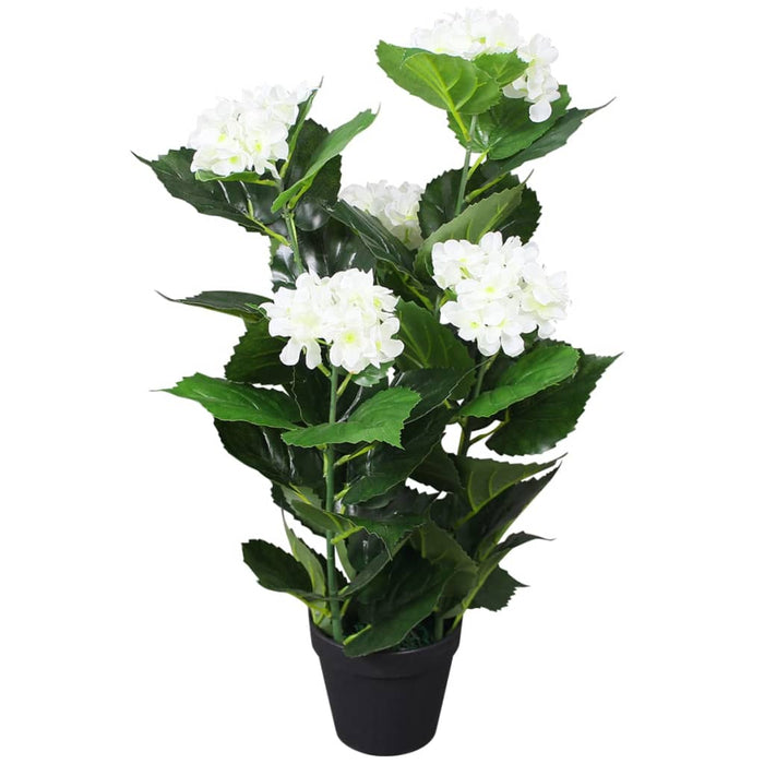Kunstig Hortensia Plante Med Potte 60 Cm Hvid