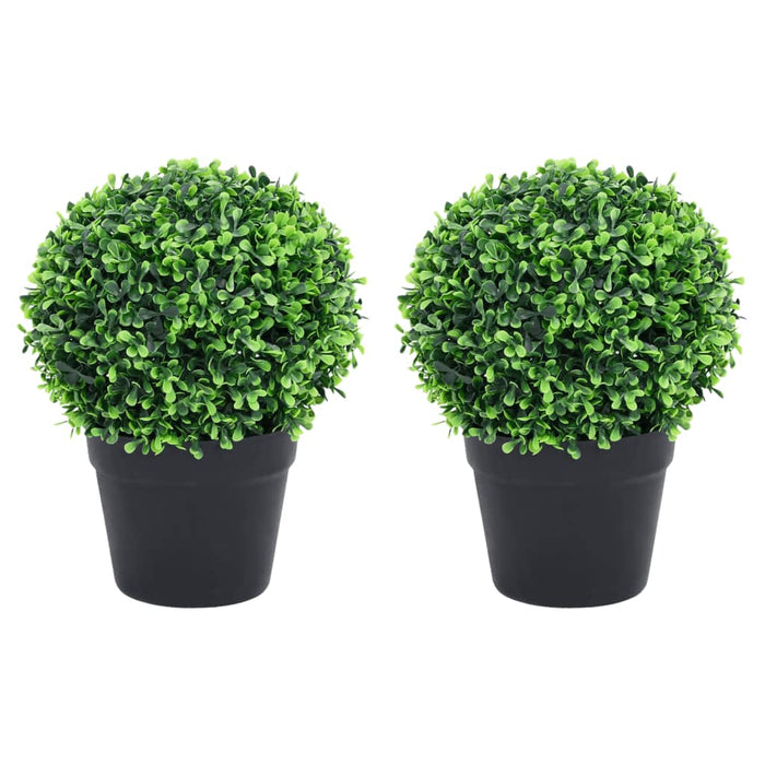 Kunstige Buksbomplanter 2 Stk Med Grønne Kuglepotter 32 Cm
