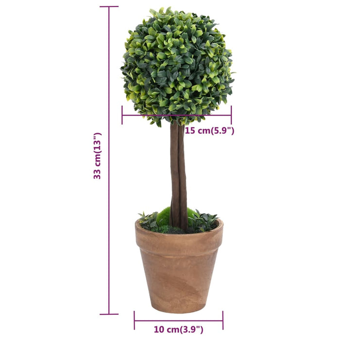 Kunstige Buksbomplanter 2 Stk Med Grønne Kuglepotter 33 Cm