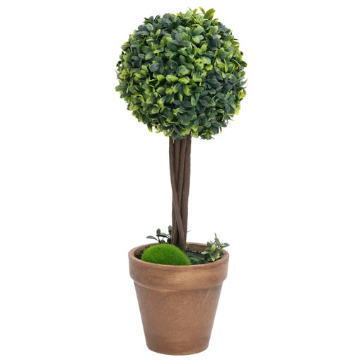 Kunstige Buksbomplanter 2 Stk Med Grønne Kuglepotter 33 Cm