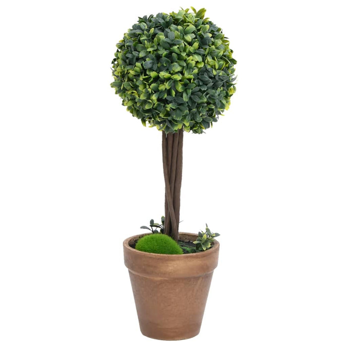 Kunstige Buksbomplanter 2 Stk Med Grønne Kuglepotter 33 Cm