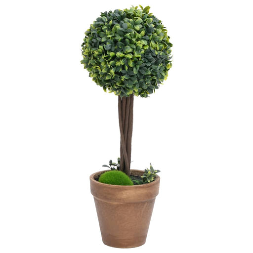 Kunstige Buksbomplanter 2 Stk Med Grønne Kuglepotter 56 Cm