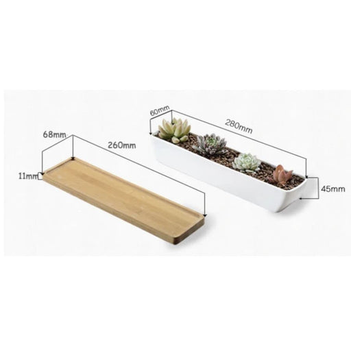 Drike Hvid Og Træ Blomsterpotte