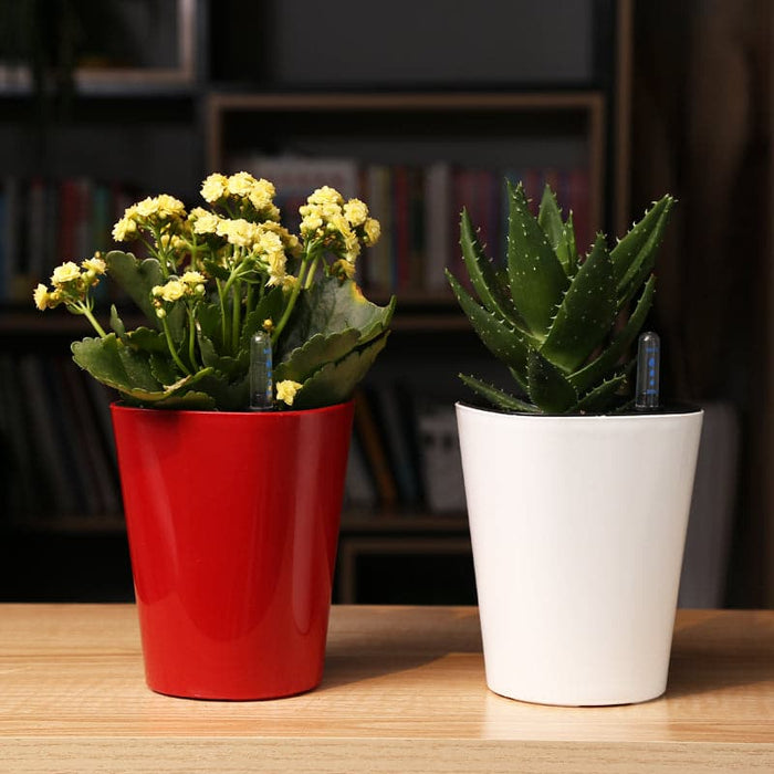 Udendørs Urtepotte Rød Plastpotte Automatisk Vanding