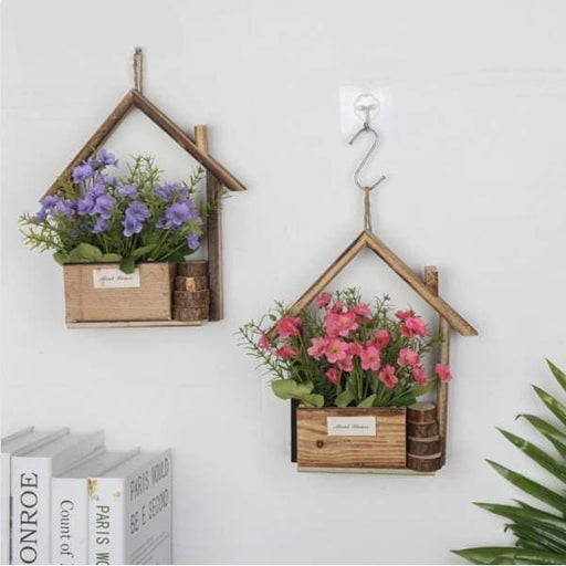 Blomsterpotte Af Træhusvæg