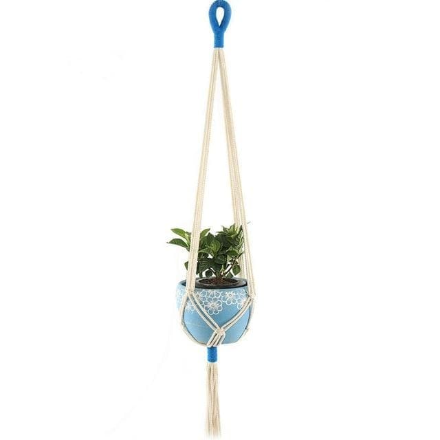 Hængende Urtepotte Makrame Hanger Blå Tip