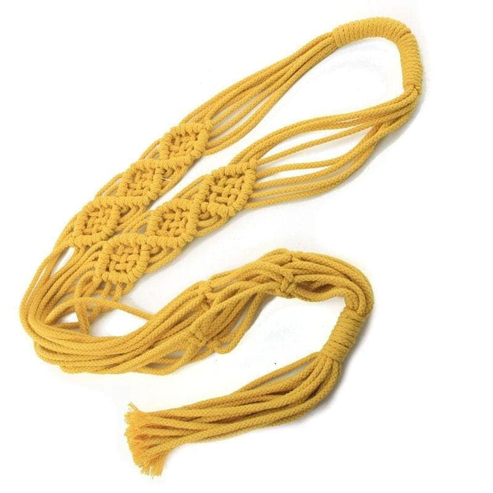 Hængende Urtepotte Makrame Hanger Gul